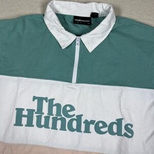 The Hundreds Shirt Mens XL Green White Pink Colorblock Polo‎ Half Zip Cotton